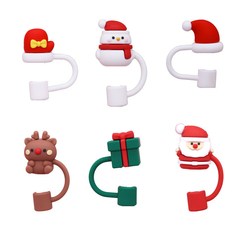 Straw Cover Rubber Accessories Christmas Gift 6 Packs